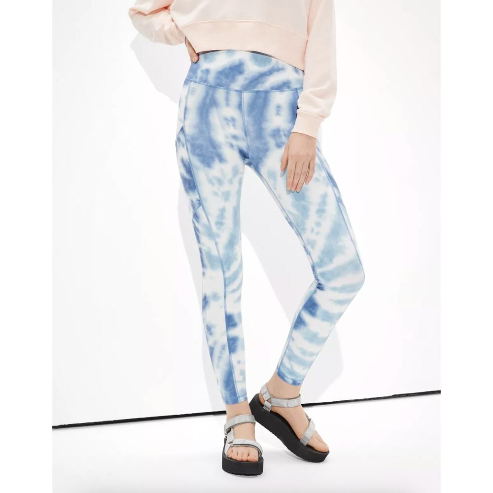 American Eagle The Everything Pocket Legging Blue Tie Dye High Rise‎ Size Medium
